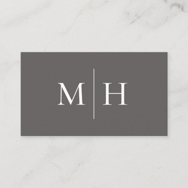 Minimalist Modern Line Initials Monogram Grey Business Card (Front)