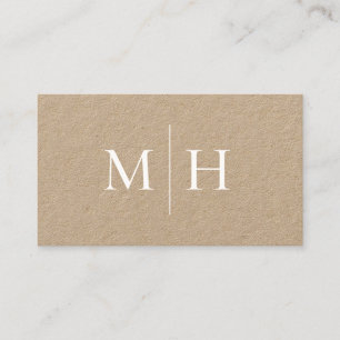 Minimalist Modern Line Initials Monogram Kraft Business Card