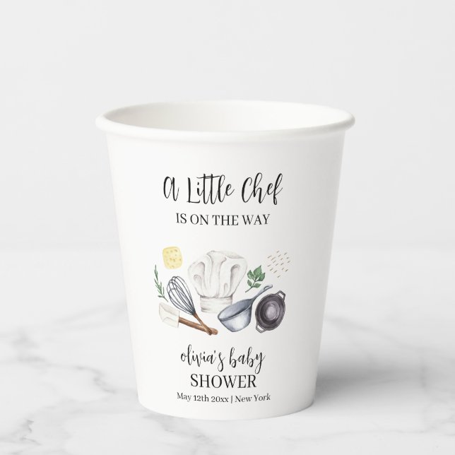 Minimalist Modern Little Chef Baby Shower  Paper Cups (Front)