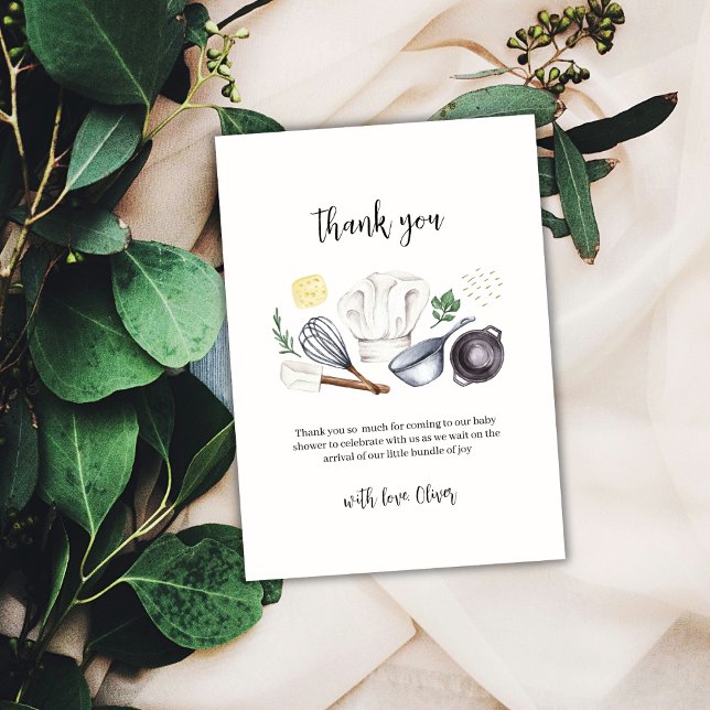 Minimalist Modern Little Chef Baby Shower  Thank You Card (Minimalist Modern Little Chef Baby Shower Thank You Card)