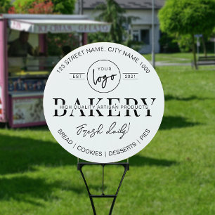 Minimalist Modern Logo Bakery Desserts Shop Promo Garden Sign