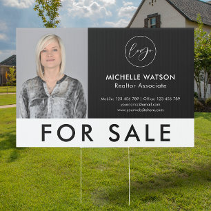 Minimalist Modern Logo Estate Agent Photo For Sale Garden Sign