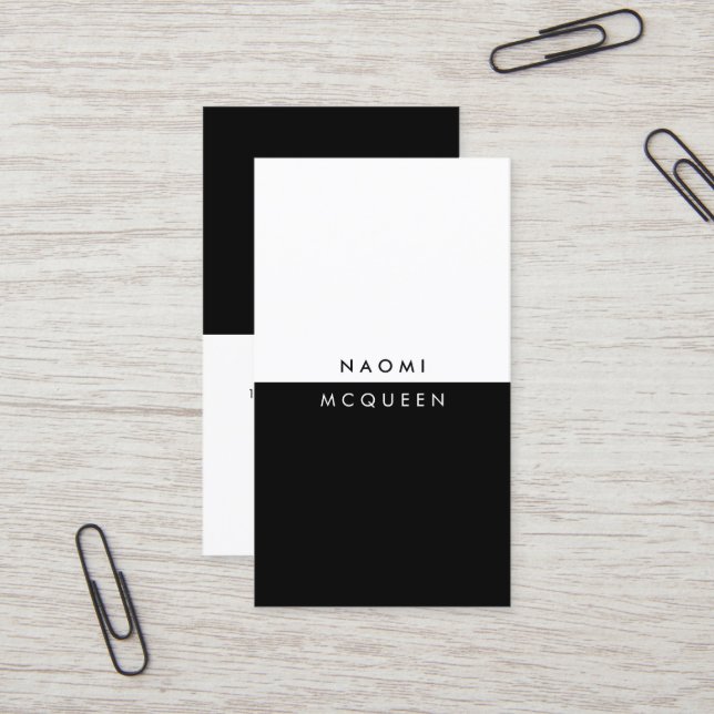 Minimalist Modern Luxury Black and White Simple Business Card (Front/Back In Situ)