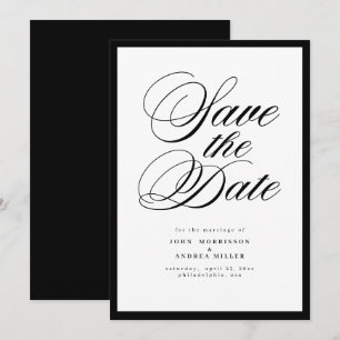 Minimalist Modern Luxury Black and White Wedding Save The Date