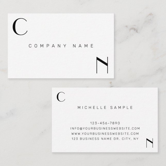 Minimalist Modern Luxury Front And Back Monogram B Business Card (Front/Back)