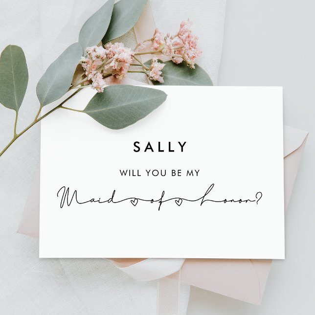 Minimalist modern Maid of honour proposal Postcard (Creator Uploaded)