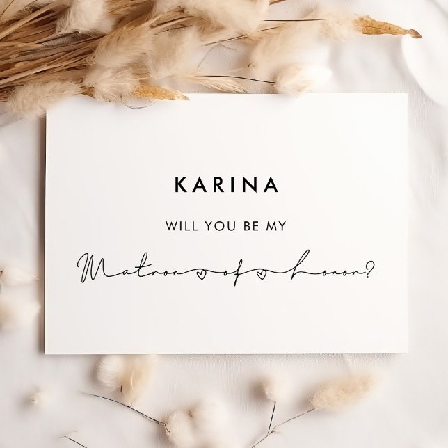 Minimalist modern Matron of honour proposal card (Creator Uploaded)