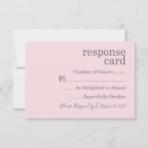 Minimalist Modern Mauve Wedding Response Card