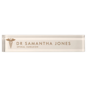 Minimalist Modern Medical caduceus Custom Desk Nameplate