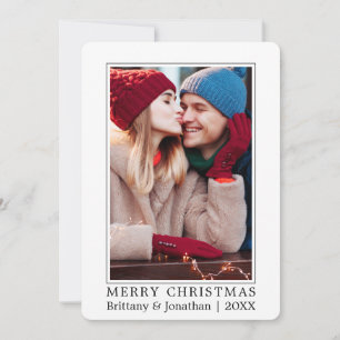 Minimalist Modern Merry Christmas Couple Photo Holiday Card