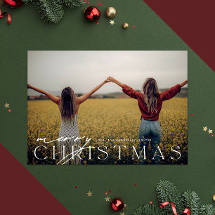 Minimalist Modern merry CHRISTMAS One Photo Holiday Card