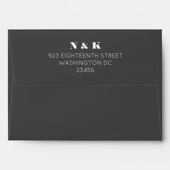 Minimalist Modern Monogram Black and White Wedding Envelope (Back (Top Flap))
