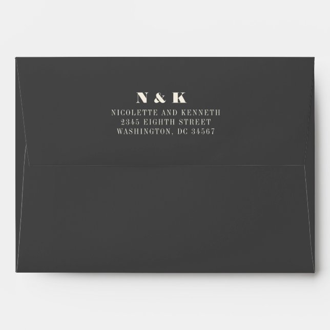 Minimalist Modern Monogram Black Bold Wedding Envelope (Back (Top Flap))