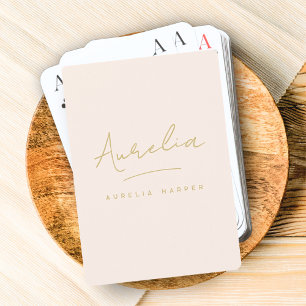 Minimalist Modern Monogram Blush Pink Custom Playing Cards