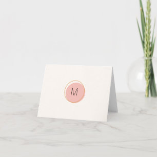 Minimalist Modern Monogram Blush Pink Personalised Note Card