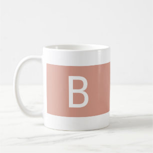 Minimalist Modern Monogram Chic Pink & White Coffee Mug