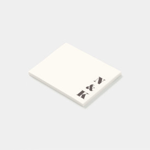 Minimalist Modern Monogram Cream Brown Custom  Post-it Notes