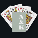 Minimalist Modern Monogram Dusty Sage Wedding Playing Cards<br><div class="desc">Minimalist Modern Monogram Dusty Sage Wedding Personalised Playing Cards</div>