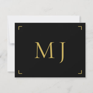 Minimalist Modern Monogram Gold Black Card
