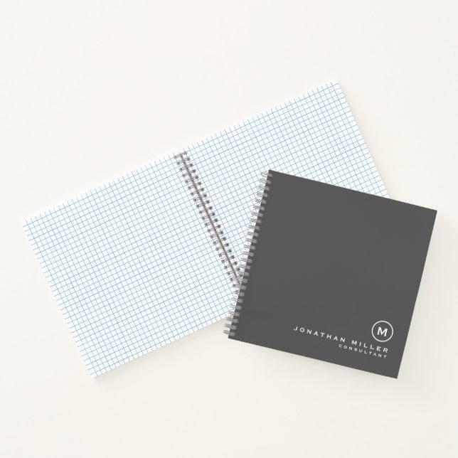 Minimalist Modern Monogram Graph Paper Notebook (Inside)