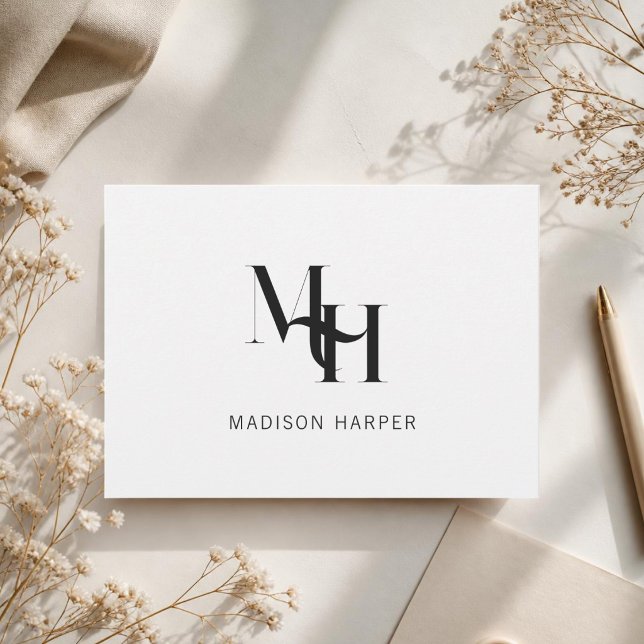 Minimalist modern monogram initials white card (Creator Uploaded)