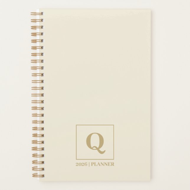 Minimalist & Modern Monogram Light Cream feminine Planner (Front)
