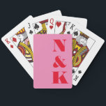 Minimalist Modern Monogram Pink Red Custom Wedding Playing Cards<br><div class="desc">Minimalist Modern Monogram Wedding Personalised Playing Cards in Pink and Red</div>
