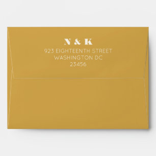 Minimalist Modern Monogram Saffron Yellow Wedding Envelope