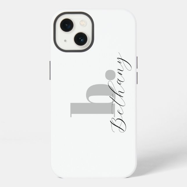 Minimalist Modern Monogram Script Name  iPhone Case (Back)
