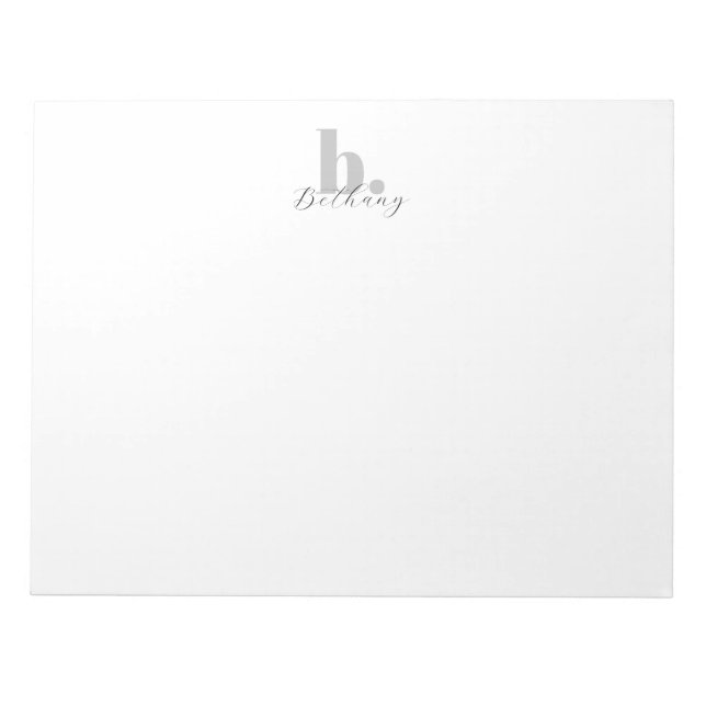 Minimalist Modern Monogram Script Name  Notepad (Front)