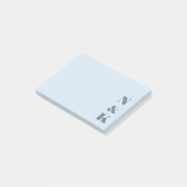 Minimalist Modern Monogram Soft Blue Custom  Post-it Notes (Angled)