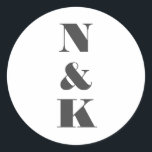 Minimalist Modern Monogram White Elegant Wedding  Classic Round Sticker<br><div class="desc">Minimalist Modern Monogram Wedding Personalised Classic Round Sticker with Black Text on White Background</div>