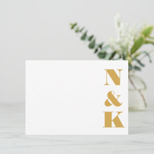 Minimalist Modern Monogram Yellow Wedding Names Card