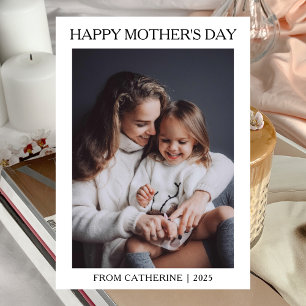 Minimalist Modern mothers Day 1 photo Holiday Card