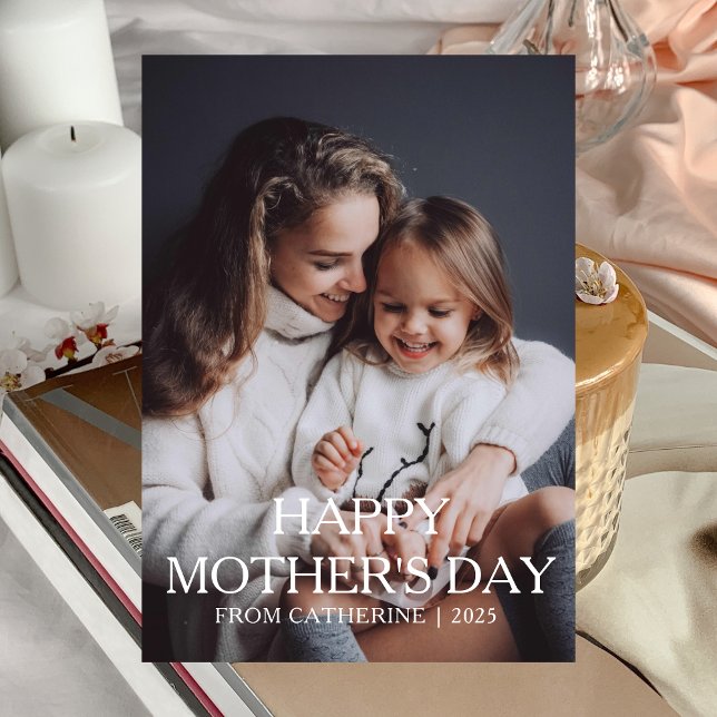 Minimalist Modern mothers Day 1 photo Holiday Card (Creator Uploaded)