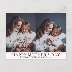 Minimalist Modern mothers Day 2 photo Holiday Postcard