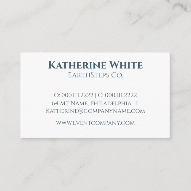 Minimalist Modern Mountain Hiking Blue White Business Card (Front)