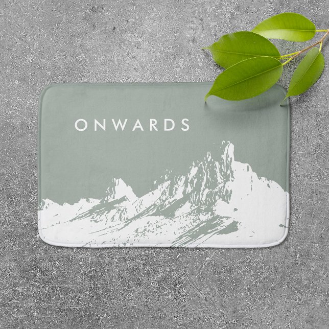 Minimalist Modern Mountain Pale Olive Bath Mat (Creator Uploaded)
