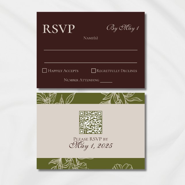 Minimalist Modern Mousse Brown QR Wedding RSVP (Modern Elegant Mousse Brown Wedding Suite Theme with options to personalize for your special day.)