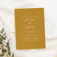Minimalist Modern Mustard Yellow Script Wedding