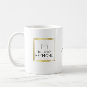 minimalist modern name & initials on elegant white coffee mug