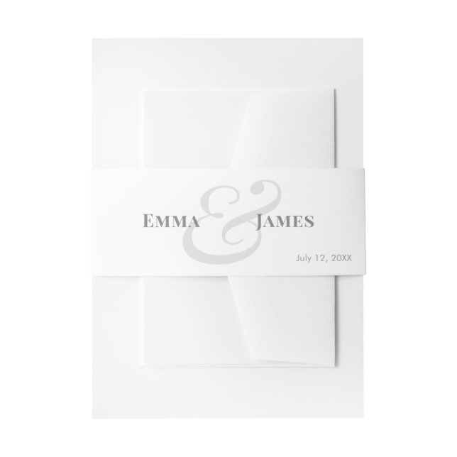 Minimalist Modern Names & Monogram Wedding Invitation Belly Band (Front Example)