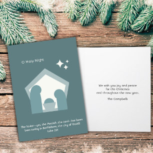 Minimalist Modern Nativity "O Holy Night" Luke2:11 Holiday Card