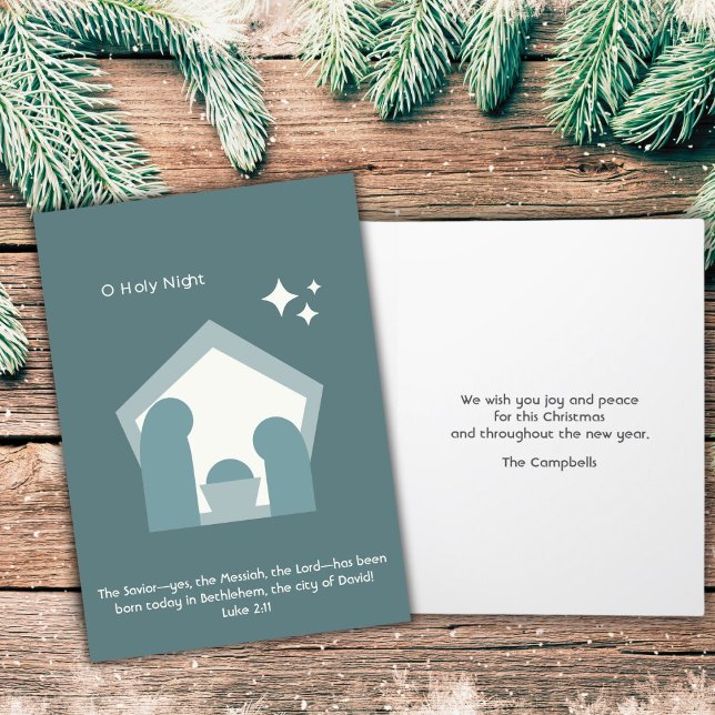 Minimalist Modern Nativity "O Holy Night" Luke2:11 Holiday Card (Creator Uploaded)