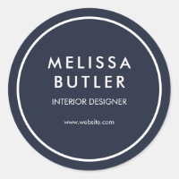 Minimalist Modern Navy Blue Classic Round Sticker