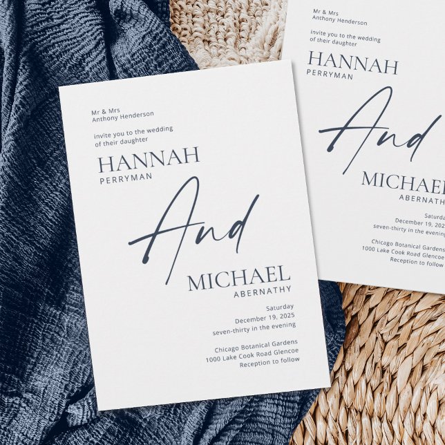 Minimalist Modern Navy Blue Formal  Invitation (Creator Uploaded)