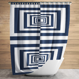 Minimalist Modern Navy Blue Geometric Shower Curtain