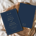 Minimalist Modern Navy Blue Gold Wedding Invitation<br><div class="desc">Introducing our Minimalist Modern Calligraphy Wedding Invitation, the epitome of timeless elegance and sophistication. This invitation combines the beauty of minimalist design with the artistry of modern calligraphy to create a striking and refined piece. With its clean lines and monochromatic palette, it exudes simplicity and style, making it a versatile...</div>
