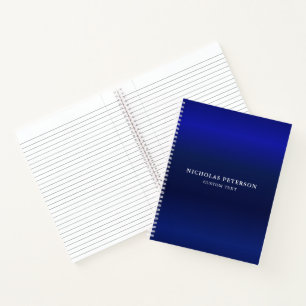 Minimalist Modern Navy Blue Metallic Name Notebook