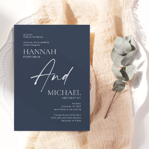 Minimalist Modern Navy Grey Invitation